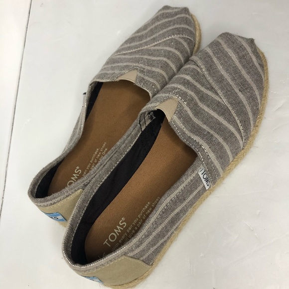 Toms Alpargata grey and white strip Canvas Size 8 - Picture 14 of 14